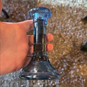 Blue Glass Candle Holder